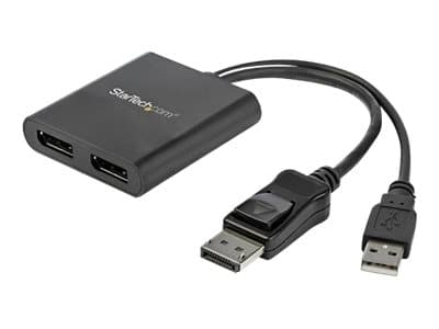 StarTech.com 2-Port Multi Monitor Adapter, DisplayPort 1.2 MST Hub, Dual 4K 30Hz tai 1080p, USB-väyläkäyttöinen, videonjakaja laajennettuun työpöytät