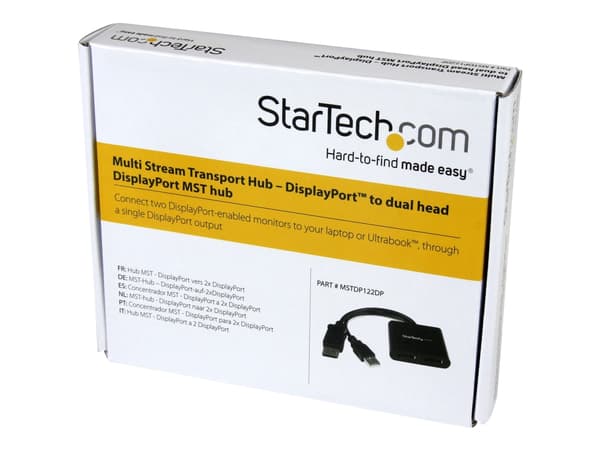 StarTech.com 2-Port Multi Monitor Adapter, DisplayPort 1.2 MST Hub, Dual 4K 30Hz tai 1080p, USB-väyläkäyttöinen, videonjakaja laajennettuun työpöytät