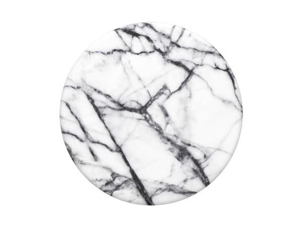 PopSockets Swappable PopGrip - Fingergrepp/vikbart ställ för mobiltelefon, surfplatta - duvvit marmor - svart (dragspel), svart (plattform)