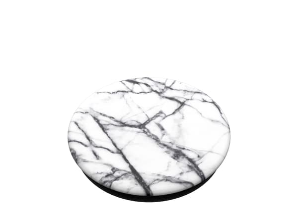PopSockets Swappable PopGrip - Fingergrepp/vikbart ställ för mobiltelefon, surfplatta - duvvit marmor - svart (dragspel), svart (plattform)