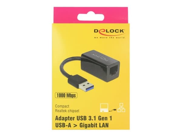 DeLOCK 65903, USB A-tyyppi, RJ-45, RJ-45, Musta, 0,135 m, Toiminta/Seikkailu, Teho