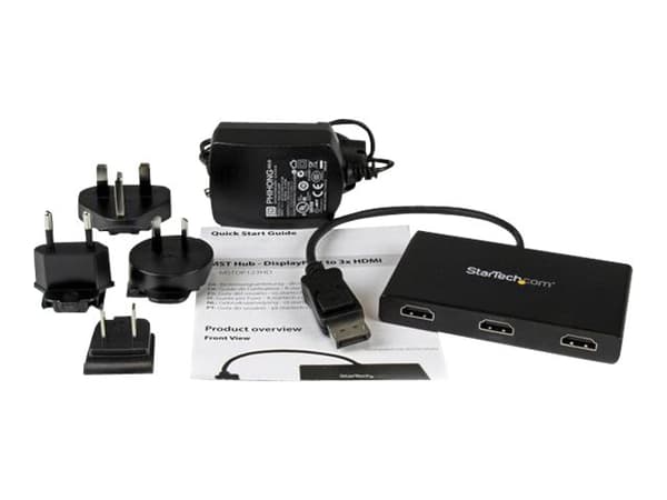 StarTech.com 3-Port Multi Monitor Adapter, DisplayPort 1.2 to HDMI MST Hub, Triple 1080p HDMI Monitor, Video Splitter for Extended Desktop Mode on Wi