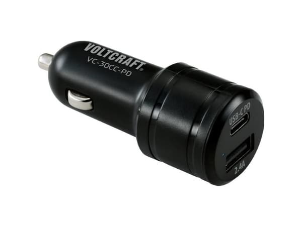 VOLTCRAFT VC-30CC-PD, Universel, Automatisk, 12, 24 V, 30 W, 5, 9, 12 V, Sort musta
