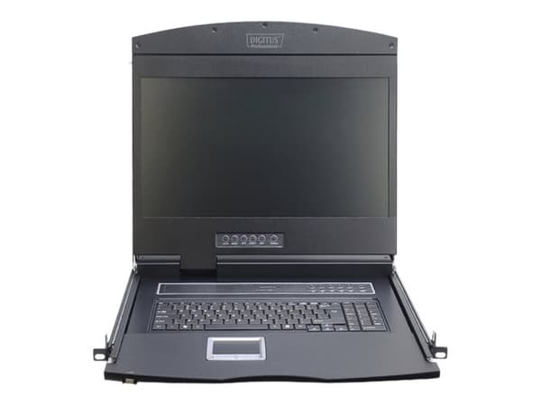Digitus Professional DS-72211-1GE - KVM-konsoll med KVM-svitsj - 1 port - Tysk - 19" - rackversjon - 1366 x 768 @ 60 Hz - 1000:1 - sortering, RAL 900