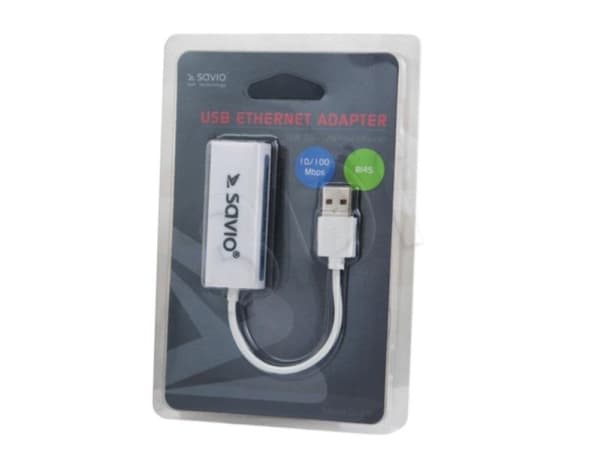 SAVIO CL-24 - Nätverksadapter - USB 2.0 - 10/100 Ethernet x 1 - vit