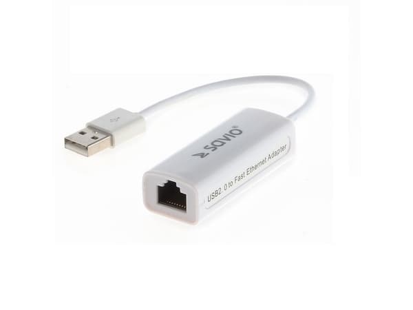 SAVIO CL-24 - Nätverksadapter - USB 2.0 - 10/100 Ethernet x 1 - vit