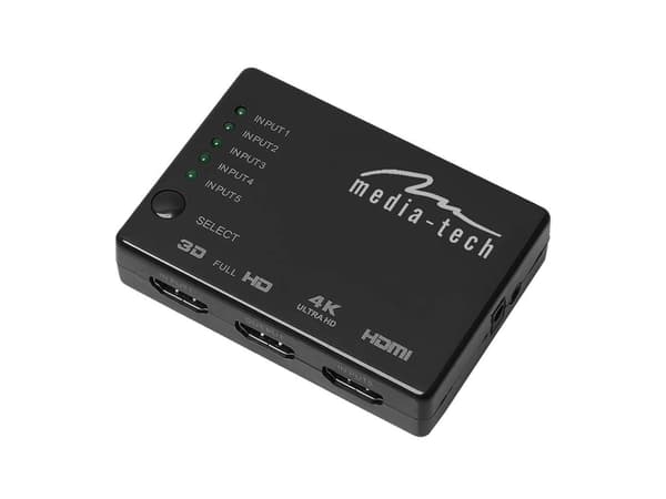 Media-Tech MT5207 - Video-/ljudomkopplare - 5 x HDMI - skrivbordsmodell