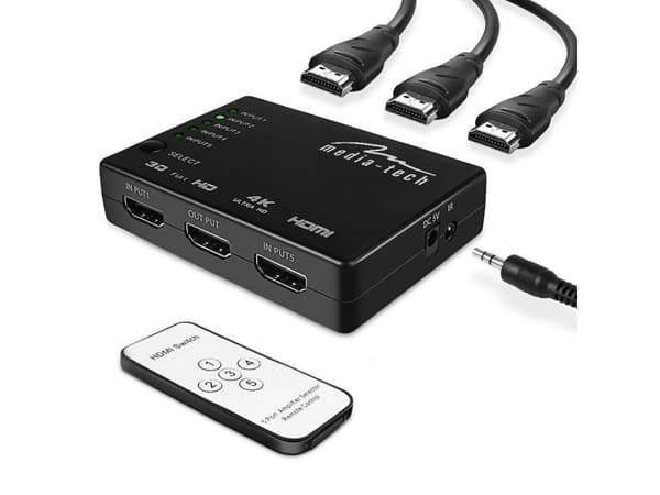 Media-Tech MT5207 - Video-/ljudomkopplare - 5 x HDMI - skrivbordsmodell