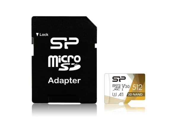 SILICON POWER Superior Pro - Flashminnekort (microSDXC til SD-adapter inkludert) - 512 GB - A1 / Video Class V30 / UHS-I U3 / Class10 - microSDXC UHS