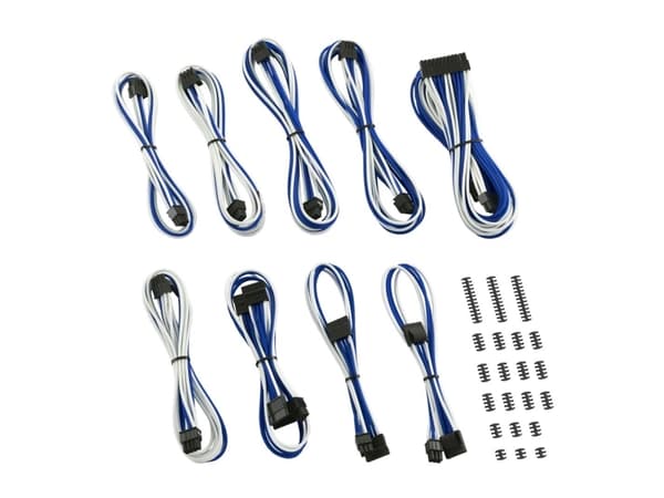 CableMod Classic ModMesh RT-Series - Strømkabelsett - hvit, blå