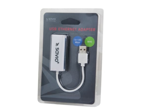 SAVIO CL-24 - Nettverksadapter - USB 2.0 - 10/100 Ethernet x 1 - hvit