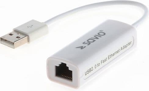 SAVIO CL-24 - Nettverksadapter - USB 2.0 - 10/100 Ethernet x 1 - hvit