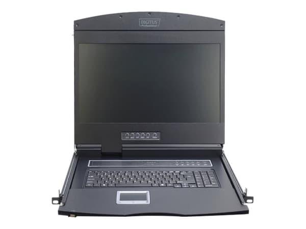 Digitus Professional DS-72211-2US - KVM-konsol med omkopplare för tangentbord/video/mus - 8 portar - US - 19" - kan monteras i rack - 1366 x 768 @ 60