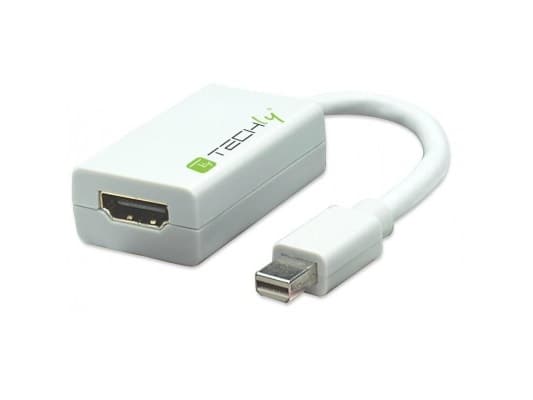 TECHly - Video adapter - Mini DisplayPort hann til HDMI hunn - 15 cm - skjermet - hvit