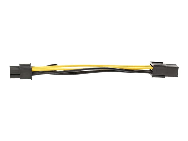 StarTech.com PCI Express 6 pin to 8 pin Power Adapter Cable - Strømadapter - 6-pins PCIe-strøm (hunn) til 8-pins PCIe-strøm (hann) - 15.5 cm - gul -