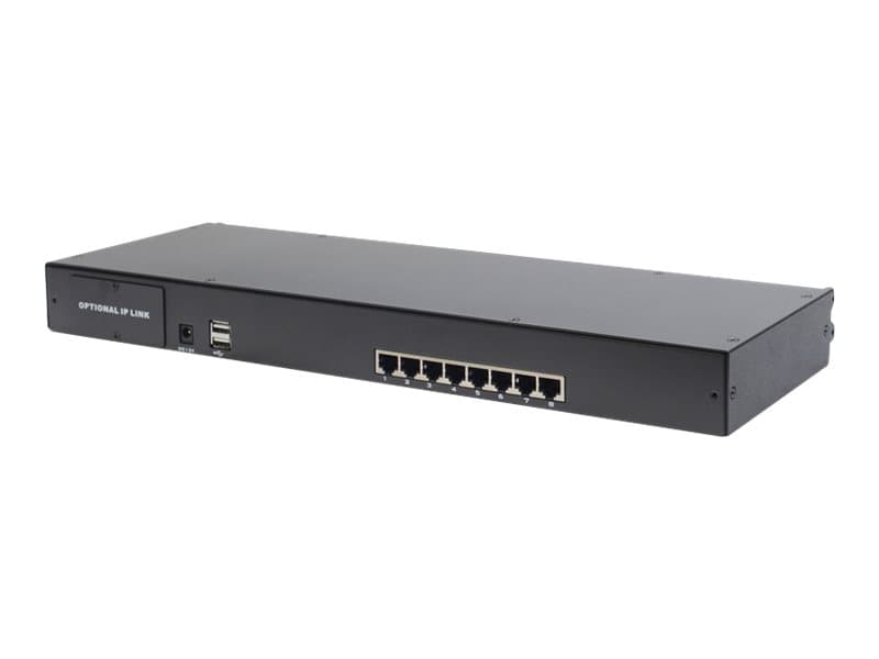 Digitus Professional DS-72210-4GE - KVM-konsol med omkopplare för tangentbord/video/mus - 8 portar - tyska - 17" - kan monteras i rack - 1280 x 1024