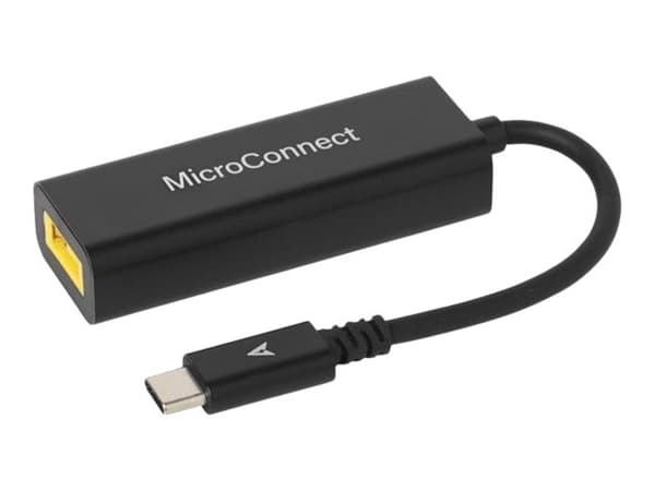 MicroConnect - Adapter för effektkontakt - Slim Tip (hona) till 24 pin USB-C (hane) - 20 V - 3 A - Strömförsörjningsstöd - svart