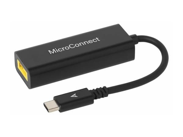 MicroConnect - Adapter för effektkontakt - Slim Tip (hona) till 24 pin USB-C (hane) - 20 V - 3 A - Strömförsörjningsstöd - svart