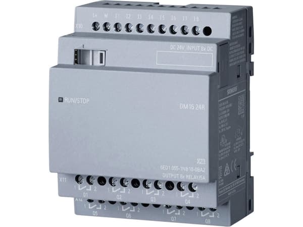 LOGO! DM16 24R, laajennusmoduuli, PU/I/O: 24V DC/24V DC/relay, 8 DI/8 DO
