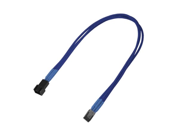 Nanoxia - Forlengelseskabel for viftestrømforsyning - 3-pins Molex (hunn) til 3-pins Molex (hann) - 30 cm - blå