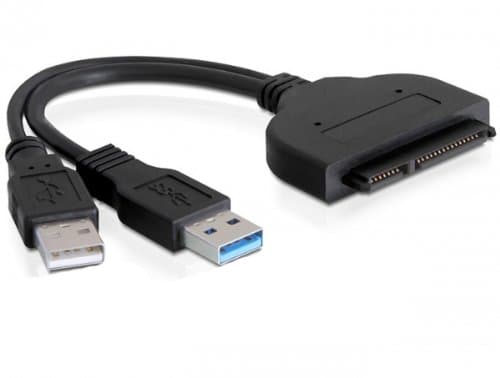 Delock Converter SATA 22 pin > USB 3.0-A male + USB 2.0-A male - Diskkontroller - 2.5" - SATA 1.5Gb/s - USB 3.0 - svart
