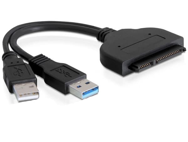 Delock Converter SATA 22 pin > USB 3.0-A male + USB 2.0-A male - Diskkontroller - 2.5" - SATA 1.5Gb/s - USB 3.0 - svart