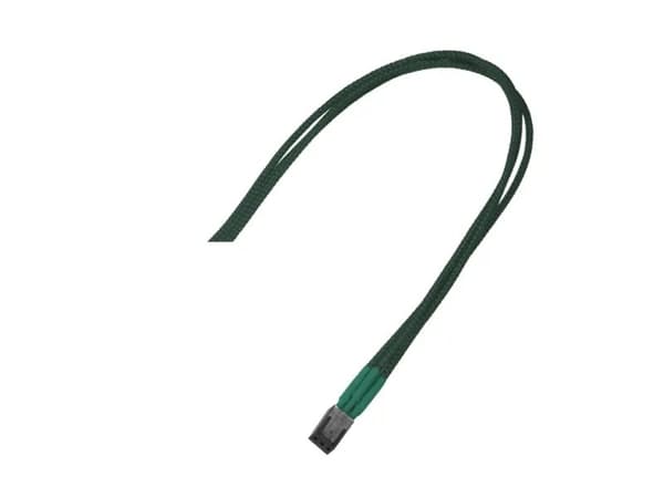 Nanoxia - Forlengelseskabel for viftestrømforsyning - 3 pin internstr (hunn) til 3 pin internstr (hann) - 30 cm - grønn