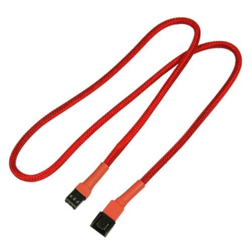 Nanoxia - Forlengelseskabel for viftestrømforsyning - 3 pin internstr (hunn) til 3 pin internstr (hann) - 60 cm - rød
