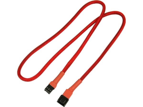 Nanoxia - Forlengelseskabel for viftestrømforsyning - 3 pin internstr (hunn) til 3 pin internstr (hann) - 60 cm - rød