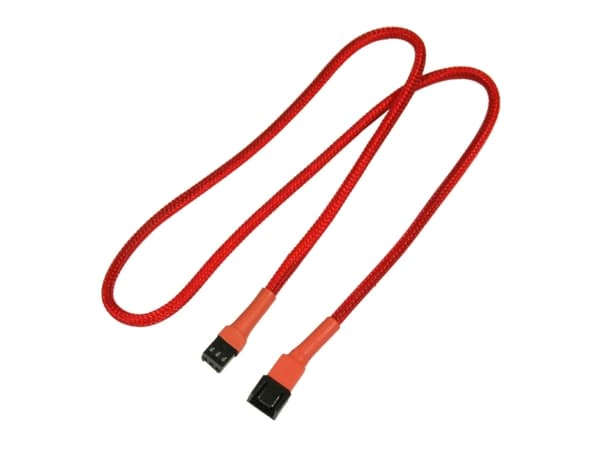 Nanoxia - Forlengelseskabel for viftestrømforsyning - 3 pin internstr (hunn) til 3 pin internstr (hann) - 60 cm - rød