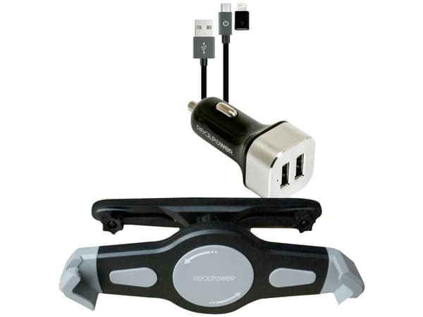 RealPower Tablet Car Set Zubehoer-Set fuer Tablets, Surfplatta/UMPC, Active-hållare, Bil, Svart, Silver