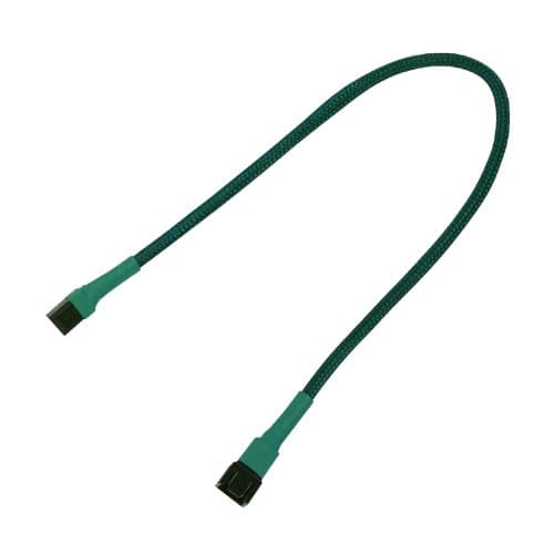 Nanoxia - Forlengelseskabel for viftestrømforsyning - 3 pin internstr (hunn) til 3 pin internstr (hann) - 30 cm - grønn
