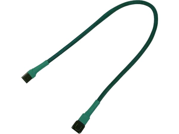 Nanoxia - Forlengelseskabel for viftestrømforsyning - 3 pin internstr (hunn) til 3 pin internstr (hann) - 30 cm - grønn