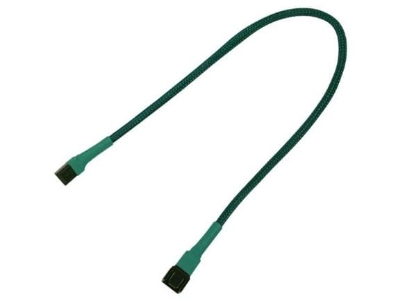 Nanoxia - Forlengelseskabel for viftestrømforsyning - 3 pin internstr (hunn) til 3 pin internstr (hann) - 30 cm - grønn