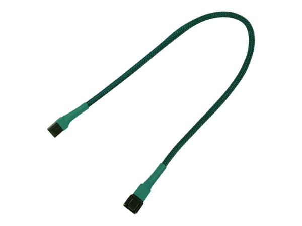 Nanoxia - Forlengelseskabel for viftestrømforsyning - 3 pin internstr (hunn) til 3 pin internstr (hann) - 30 cm - grønn