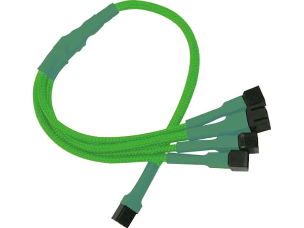 Nanoxia - Viftestrømsplitter - 3 pin internstr (hunn) til 3 pin internstr (hann) - 30 cm - neongrønt