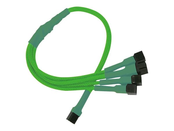 Nanoxia - Viftestrømsplitter - 3 pin internstr (hunn) til 3 pin internstr (hann) - 30 cm - neongrønt