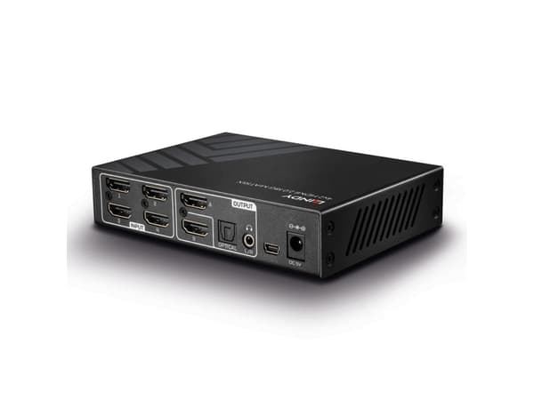 Lindy 38084, AV-matrisväxel, 3840 x 2160 pixlar, 18 Gbit/s, Svart, Metall, 1000 mA