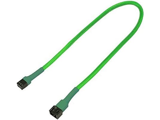 Nanoxia - Förlängningsströmkabel till fläkt - 3 PIN intern effekt (hona) till 3 PIN intern effekt (hane) - 30 cm - neongrön