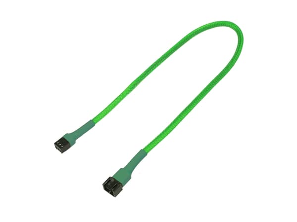 Nanoxia - Förlängningsströmkabel till fläkt - 3 PIN intern effekt (hona) till 3 PIN intern effekt (hane) - 30 cm - neongrön