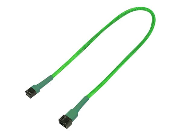 Nanoxia - Förlängningsströmkabel till fläkt - 3 PIN intern effekt (hona) till 3 PIN intern effekt (hane) - 30 cm - neongrön
