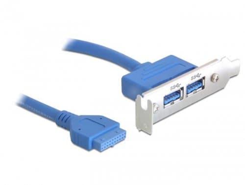 Delock Slot bracket - USB-panel - 19-pins USB 3.0-plugg (hunn) til USB-type A (hunn) - 40 cm