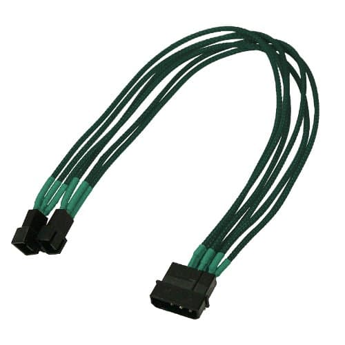 Nanoxia - Fläktadapter - 3 PIN intern effekt (hane) till 4-stifts intern strömingång (endast fläkt) (hane) - 30 cm - grön