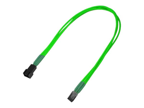 Nanoxia - Forlengelseskabel for viftestrømforsyning - 3 pin internstr (hunn) til 3 pin internstr (hann) - 30 cm - neongrønt