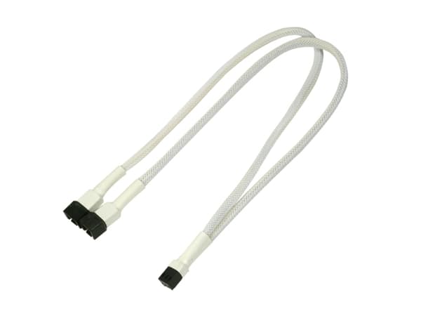 Nanoxia - Viftestrømsplitter - 3-pins Molex (hunn) til 3-pins Molex (hann) - 30 cm - hvit