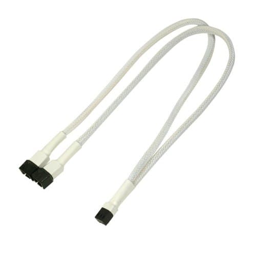 Nanoxia - Viftestrømsplitter - 3-pins Molex (hunn) til 3-pins Molex (hann) - 30 cm - hvit