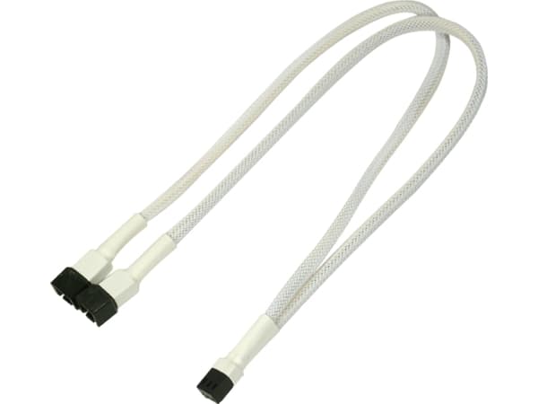 Nanoxia - Viftestrømsplitter - 3-pins Molex (hunn) til 3-pins Molex (hann) - 30 cm - hvit