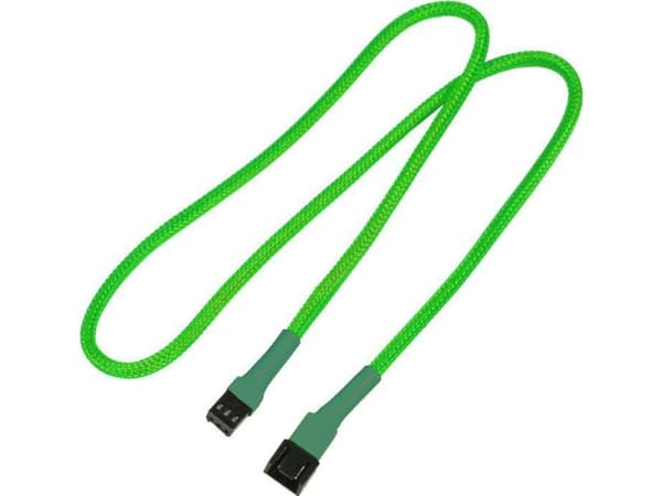 Nanoxia - Forlengelseskabel for viftestrømforsyning - 3-pins Molex (hunn) til 3-pins Molex (hann) - 60 cm - neongrønt