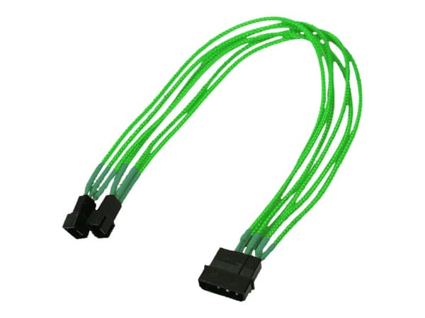 Nanoxia - Fläktadapter - 3 PIN intern effekt (hane) till 4-stifts intern strömingång (endast fläkt) (hane) - 30 cm - neongrön