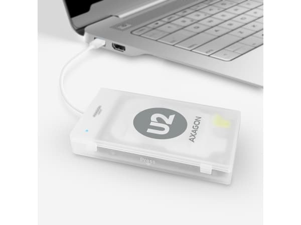 Axagon ADSA-1S, HDD/SSD-kabinett, 2,5", SATA, Serial ATA II, Serial ATA III, 0,48 Gbit/s, USB-tilkobling, Hvit